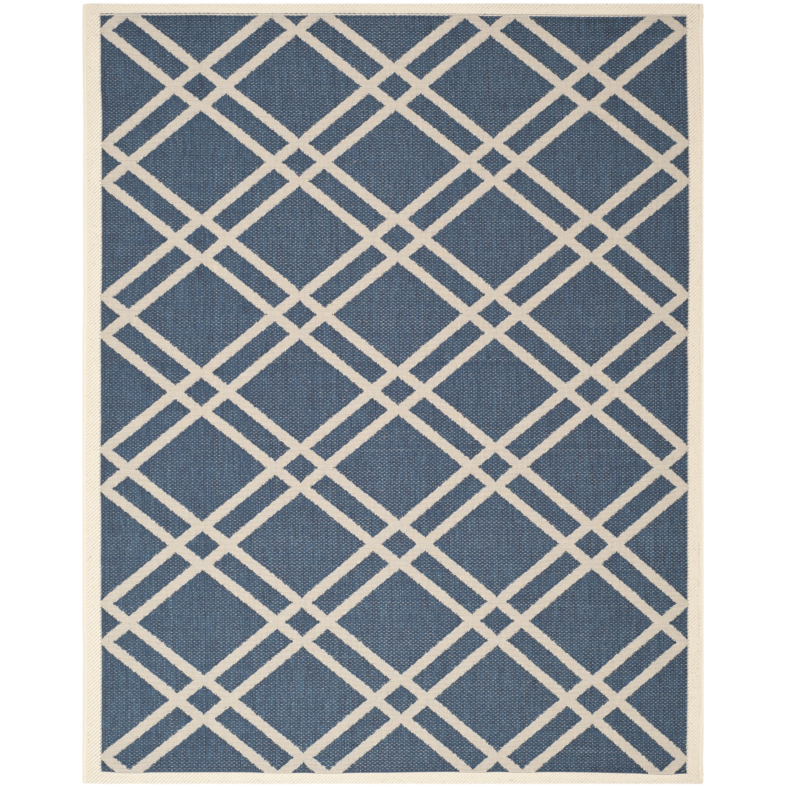 Safavieh Diamond patterned Indoor/outdoor Courtyard Navy/beige Rug (9 X 12)