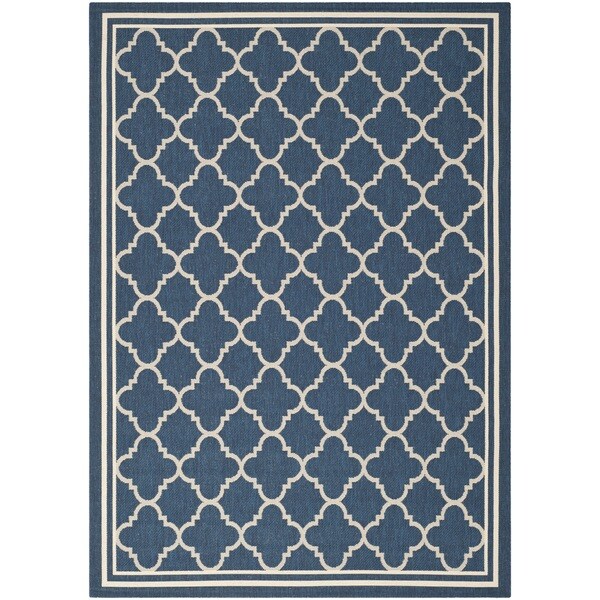 Safavieh Moroccan Indoor/Outdoor Courtyard Navy/Beige Rug - 8' x 11'