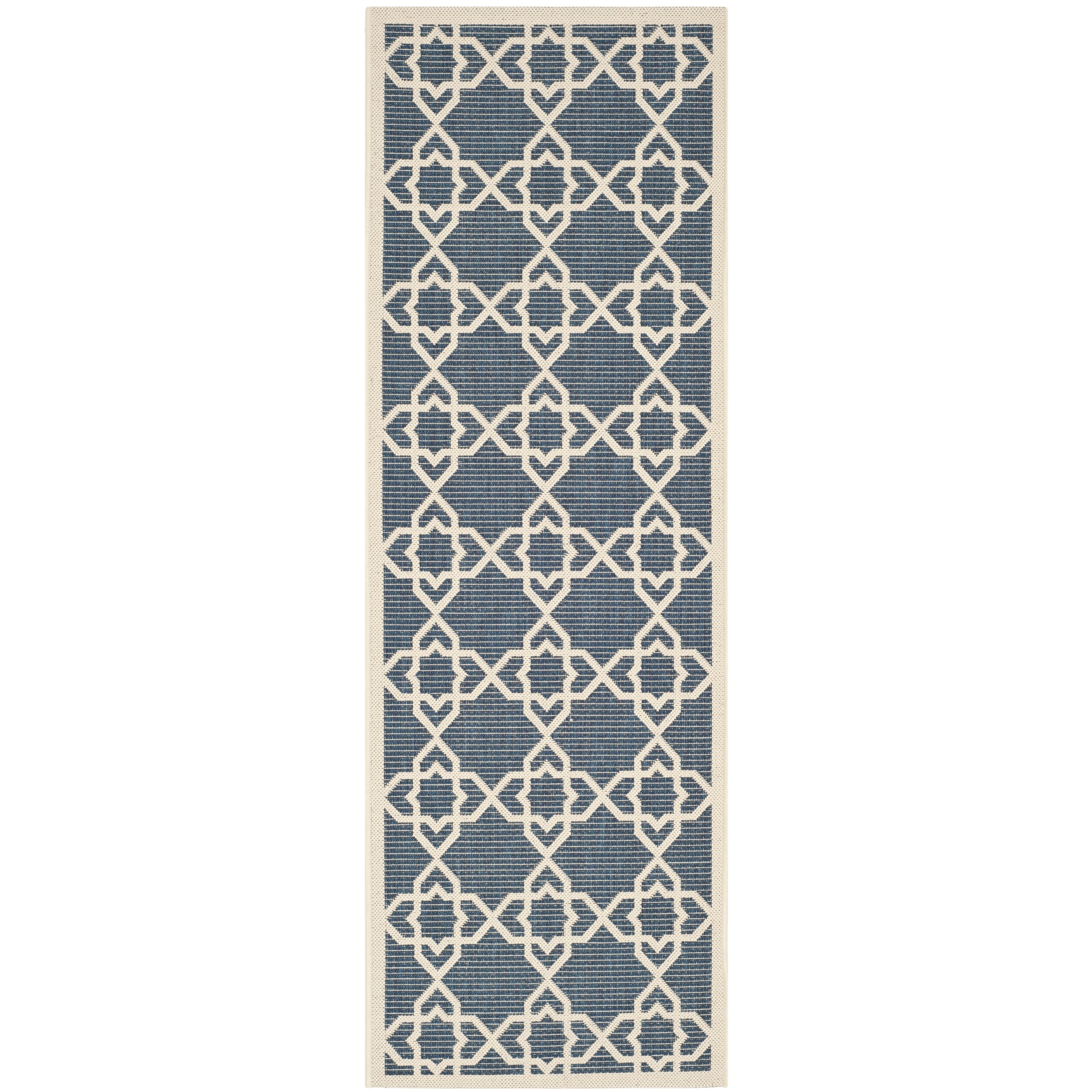 Safavieh Moroccan Indoor/outdoor Courtyard Navy/beige Rug (23 X 67)