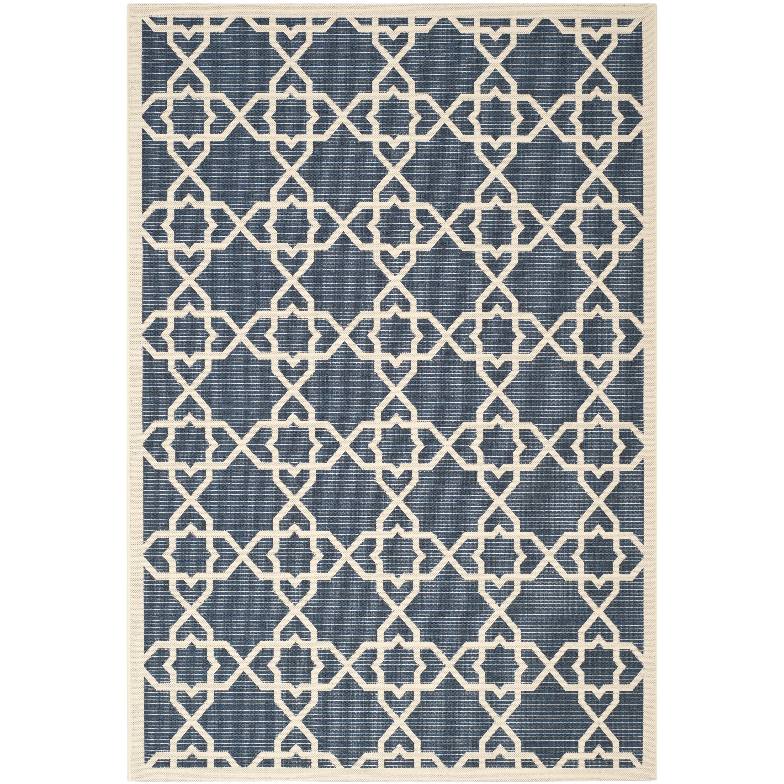 Safavieh Moroccan Indoor/outdoor Courtyard Navy/beige Rug (4 X 57)