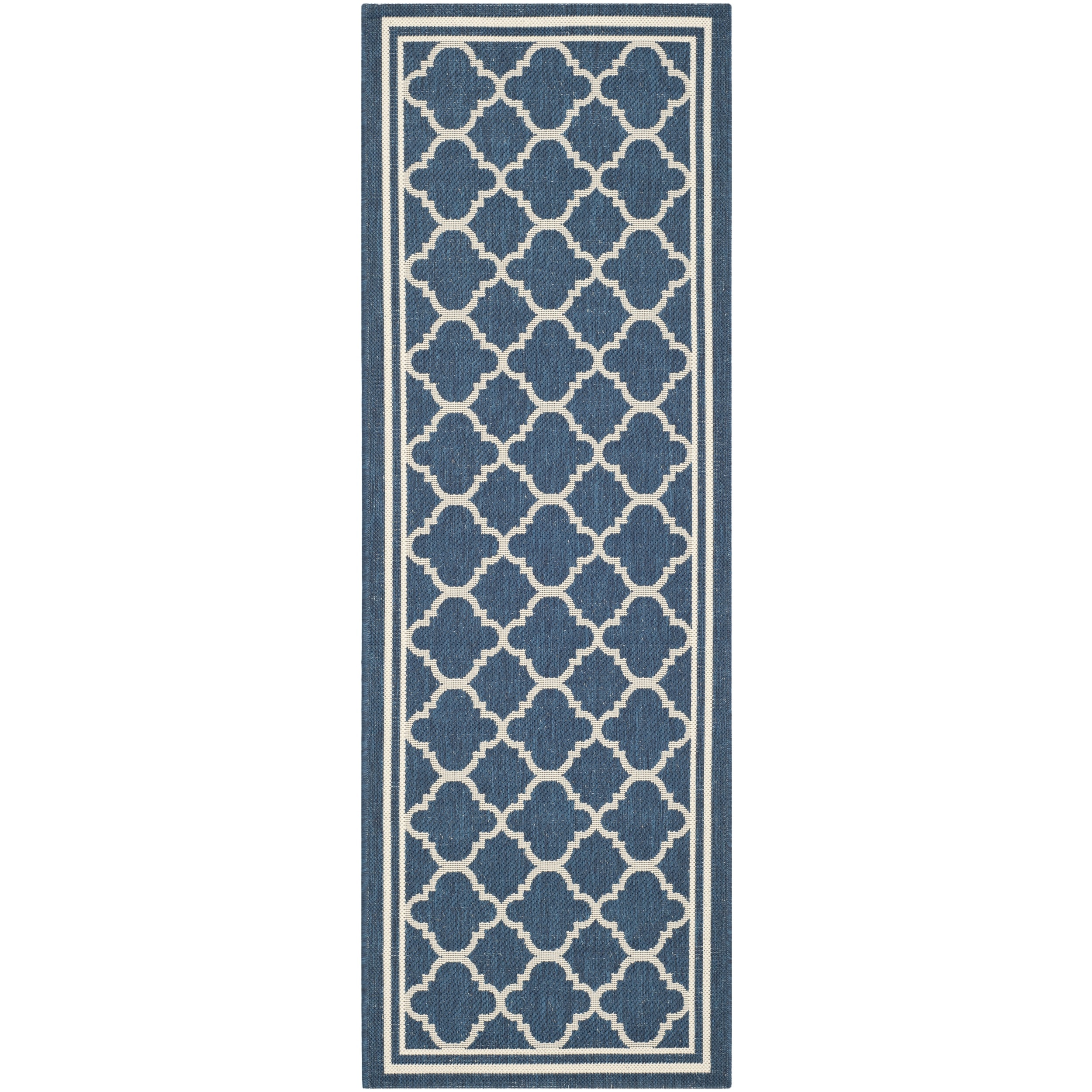 Safavieh Dhurrie Indoor/outdoor Courtyard Navy/beige Rug (23 X 10)