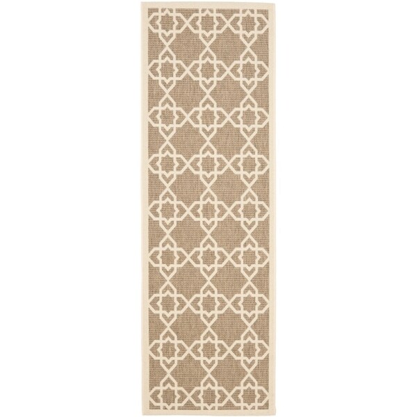 Safavieh Courtyard Geometric Trellis Brown/ Beige Indoor/ Outdoor Rug - 2'3" x 14'