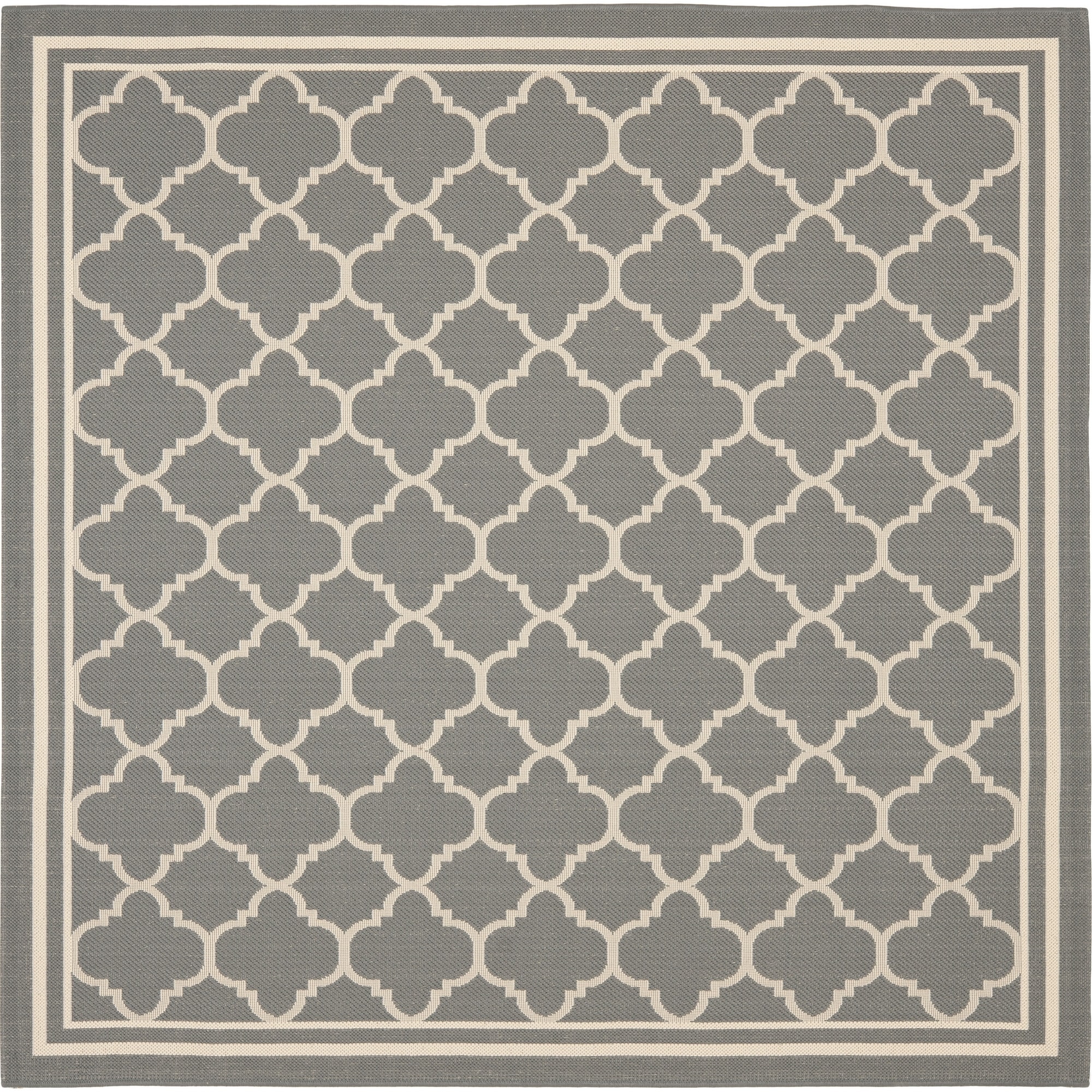 Safavieh Indoor/outdoor Courtyard Polypropylene Anthracite/beige Rug (53 Square)