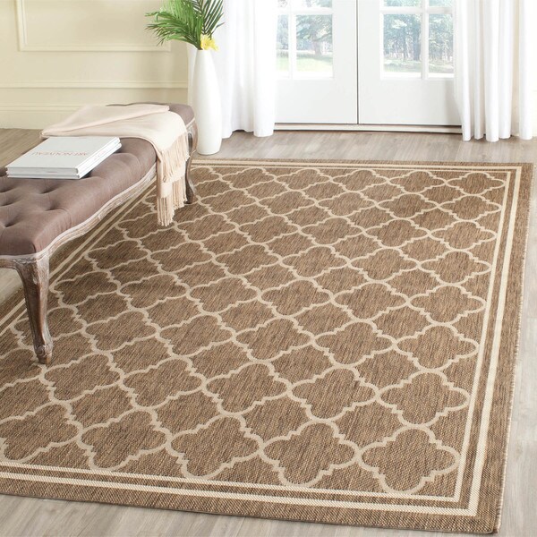 Safavieh Indoor/ Outdoor Courtyard Brown/ Bone Rug - 5'3" x 5'3" square