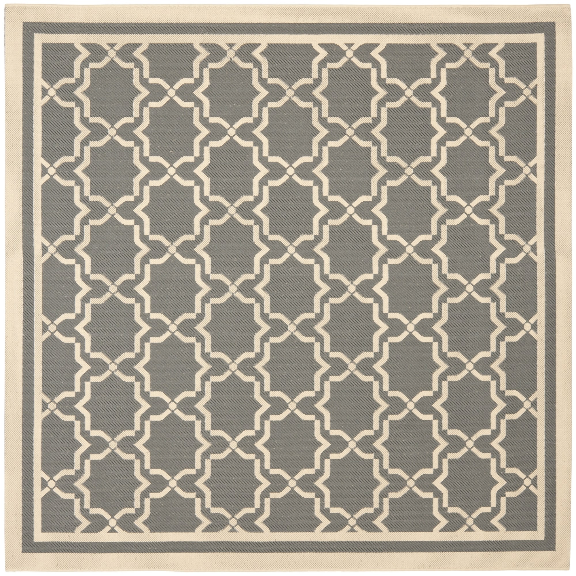 Safavieh Indoor/ Outdoor Polyproplene Courtyard Anthracite/ Beige Area Rug (710 Square)