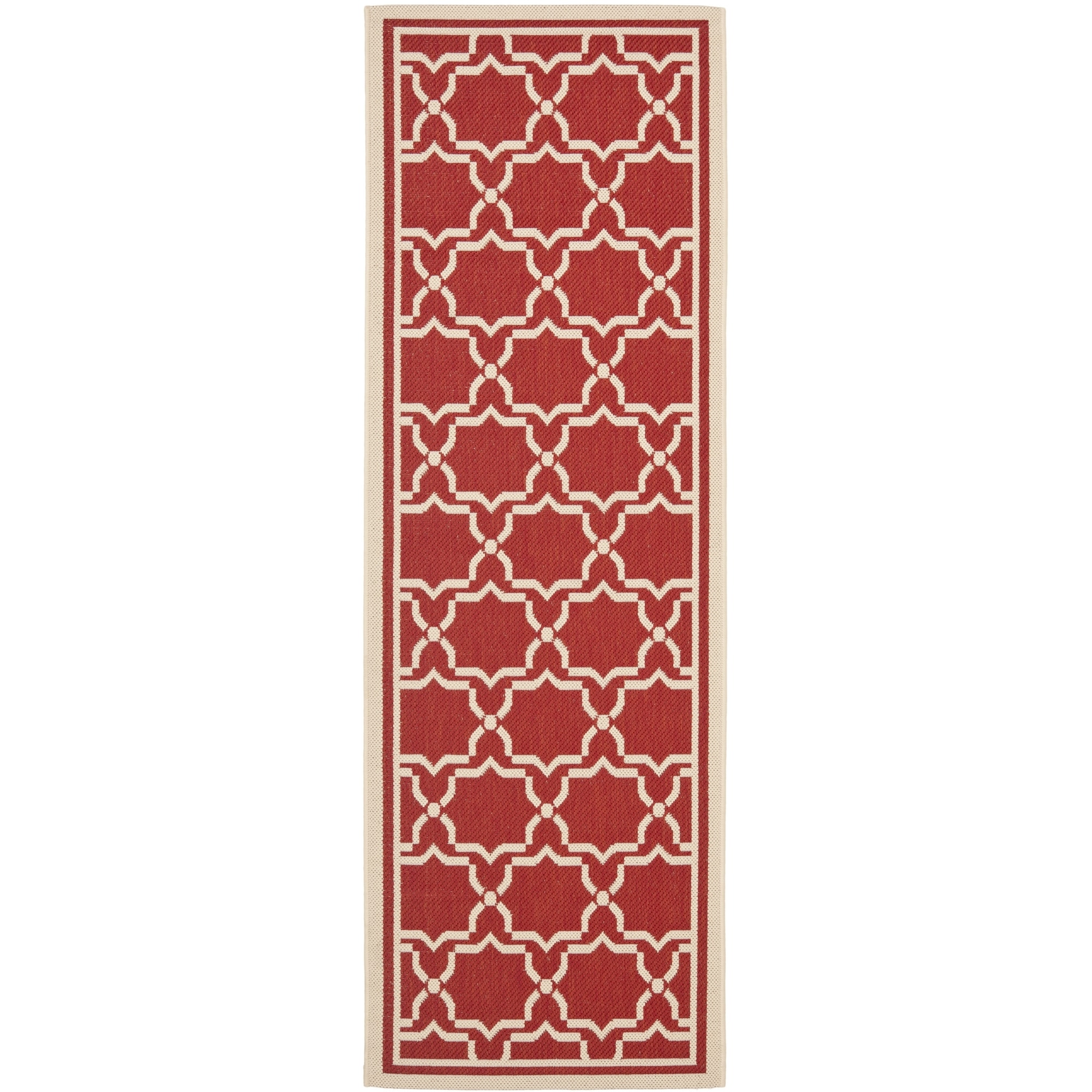 Safavieh Indoor/ Outdoor Courtyard Red/ Bone Rug (23 X 8)