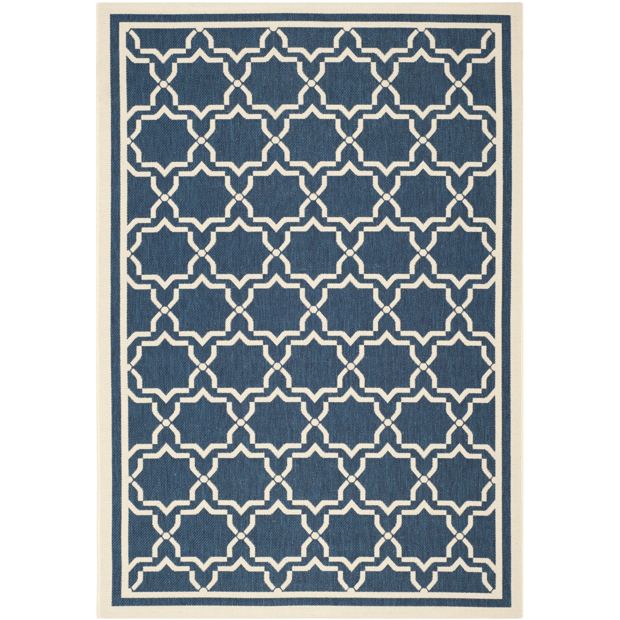 Safavieh Indoor/outdoor Courtyard Navy/beige Polypropylene Rug (4 X 57)