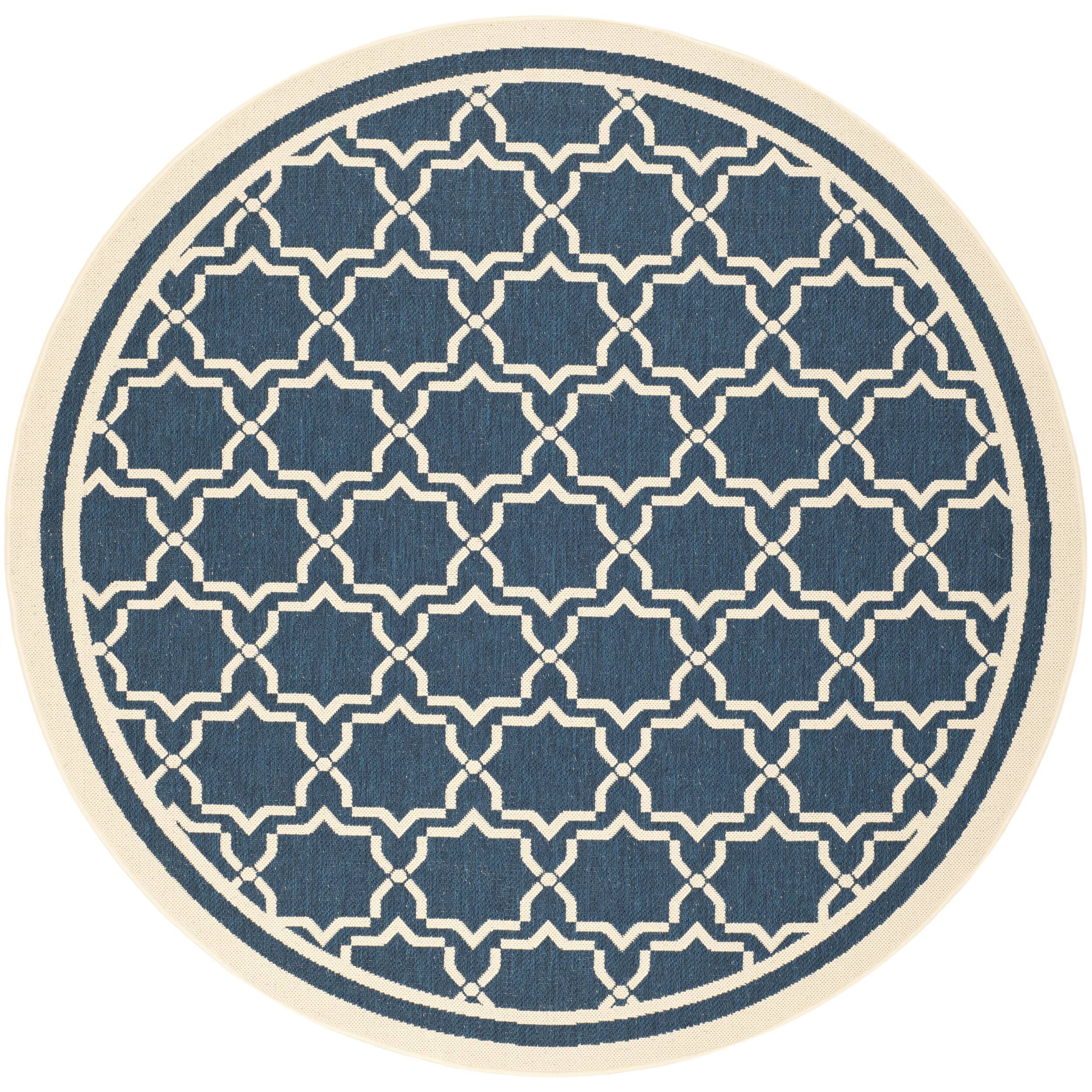 Contemporary Safavieh Indoor/outdoor Courtyard Navy/beige Rug (53 Round)