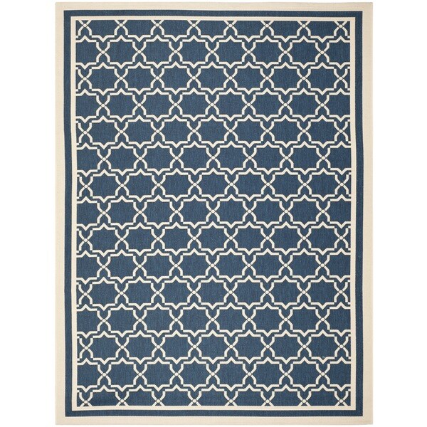 Safavieh Indoor/ Outdoor Courtyard Navy/ Beige Area Rug - 8' x 11'