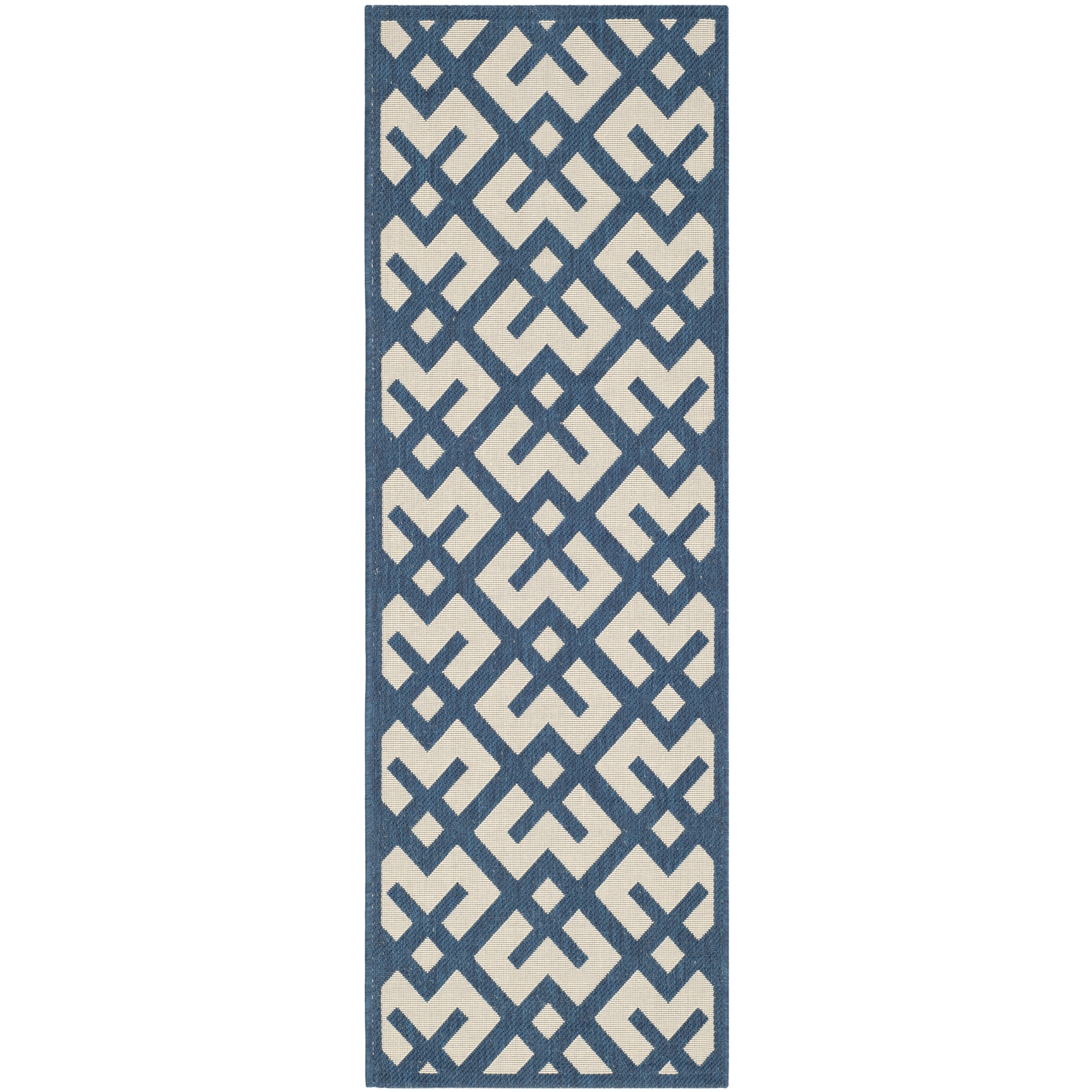 Safavieh Indoor/outdoor Courtyard Navy/beige Abstract Rug (23 X 10)