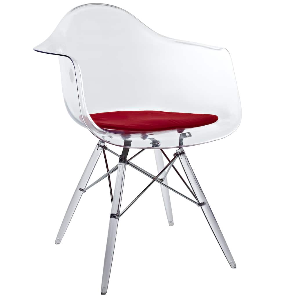 'Eiffel' Transparent PC Red Cushioned Arm Chair