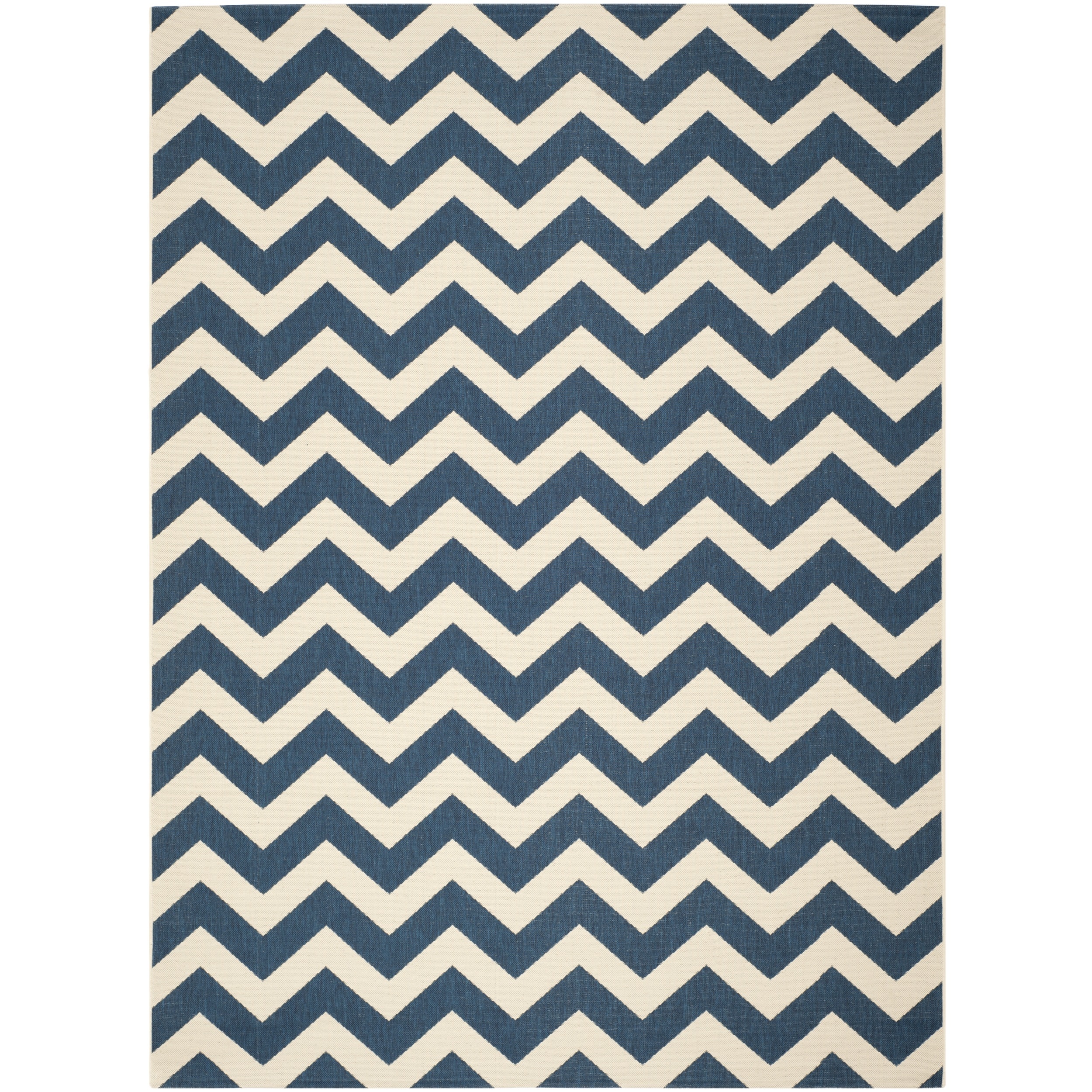 Safavieh Chevron Pattern Indoor/outdoor Courtyard Navy/beige Rug (9 X 12)