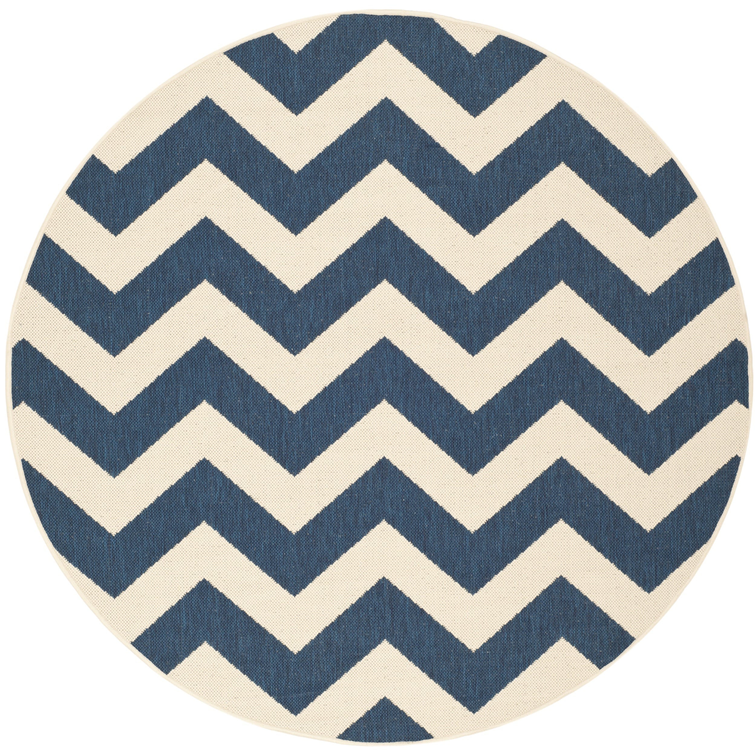 Safavieh Power loomed Indoor/outdoor Courtyard Navy/beige Rug (53 Round)