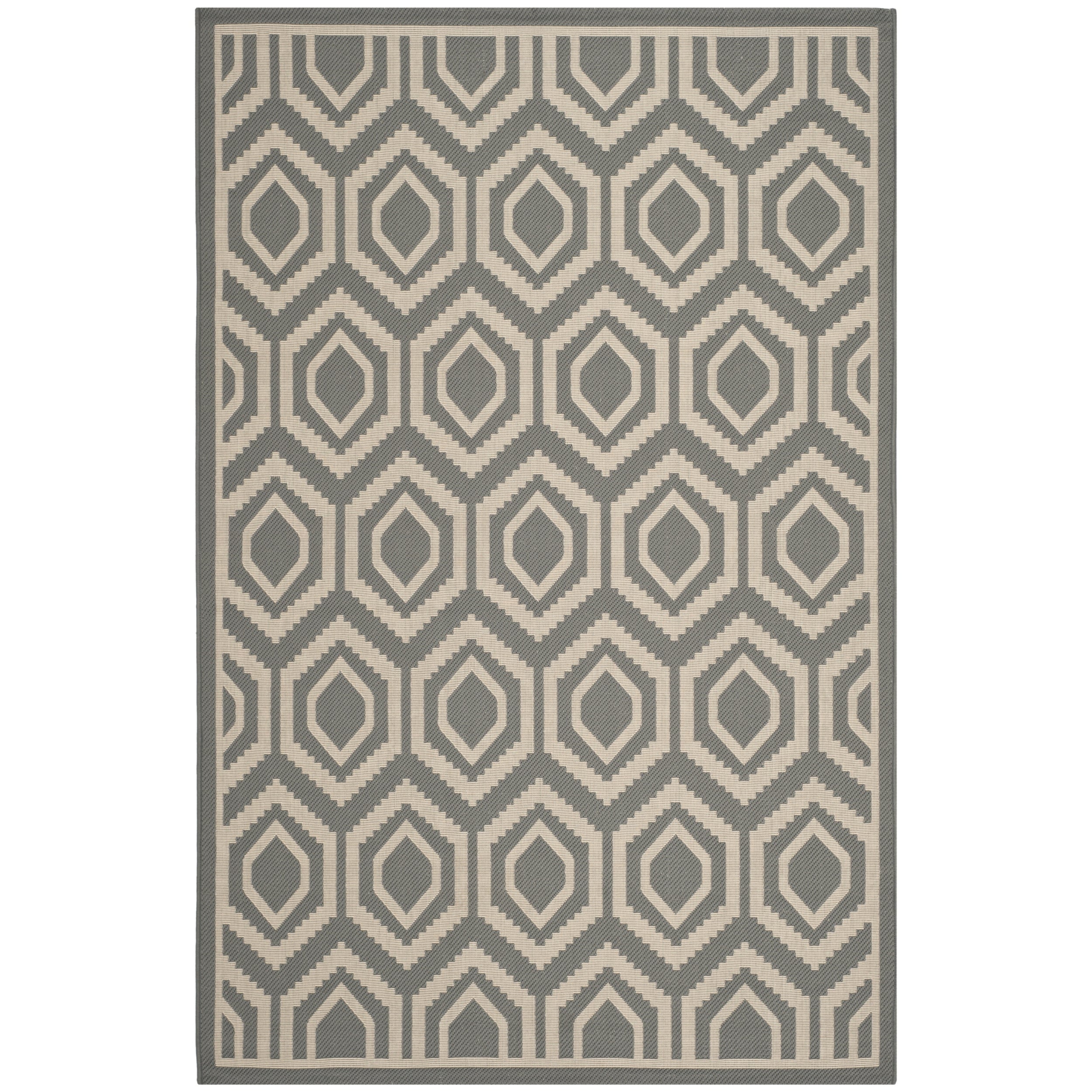 Safavieh Courtyard Anthracite/beige Geometric Pattern Indoor/outdoor Rug (4 X 57)