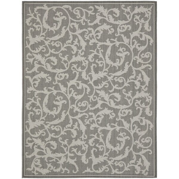 Safavieh Courtyard Scrolling Vines Anthracite/ Light Grey Indoor/ Outdoor Rug - 9' x 12'