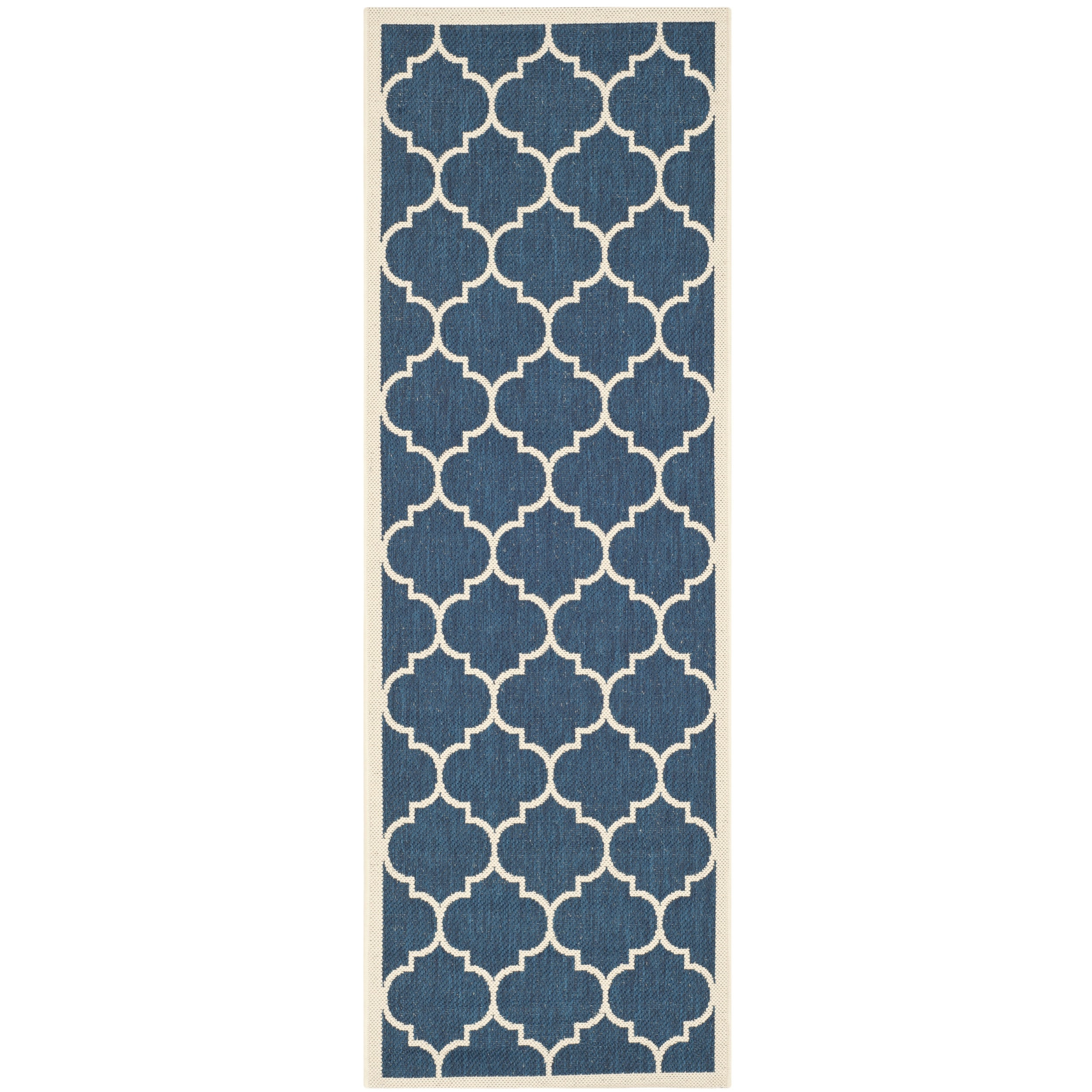 Safavieh Indoor/outdoor Courtyard Navy/beige Dhurrie Rug (23 X 10)