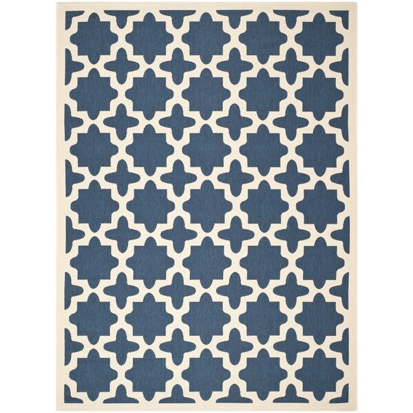 Safavieh Courtyard All-Weather Navy/ Beige Indoor/ Outdoor Rug - 9' x 12'