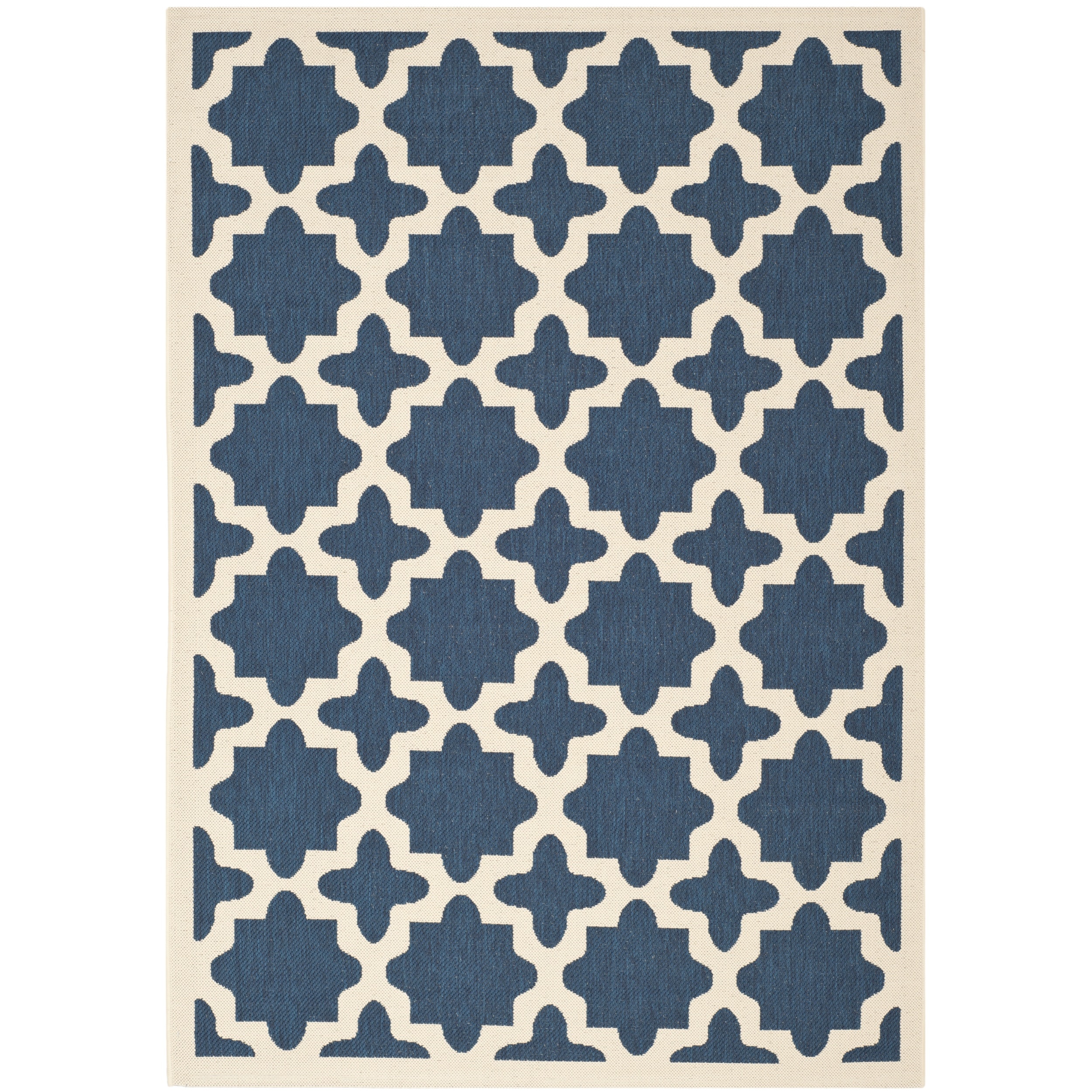 Safavieh Indoor/outdoor Abstract Courtyard Navy/beige Rug (53 X 77)