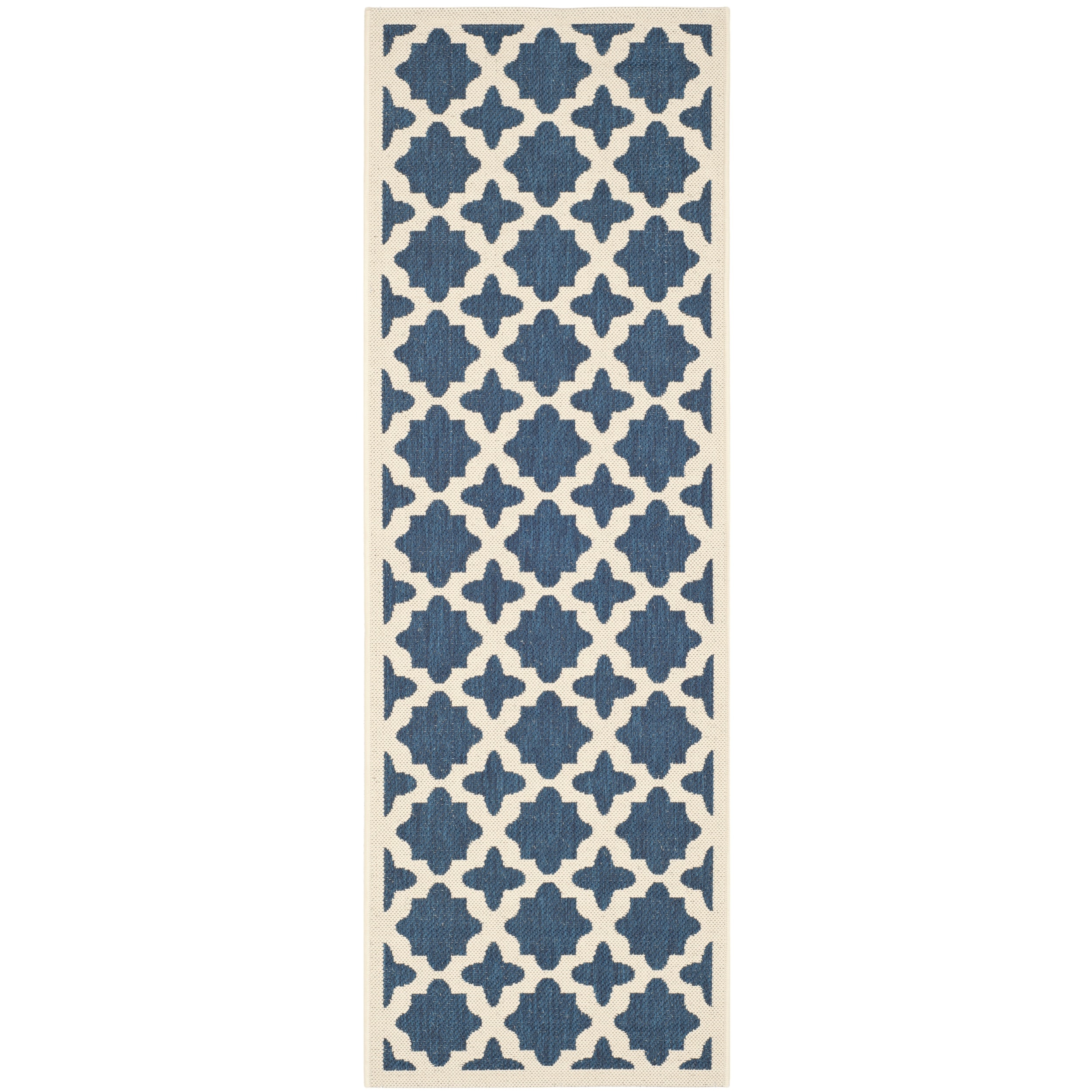 Safavieh Indoor/outdoor Polypropylene Courtyard Navy/beige Rug (23 X 67)