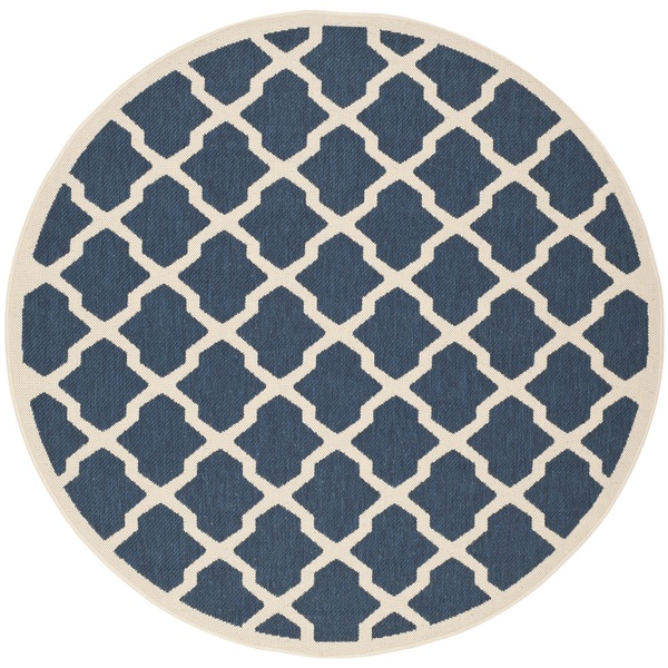 Safavieh Courtyard Navy/Beige Indoo/Outdoor Crisscross Patterned Rug