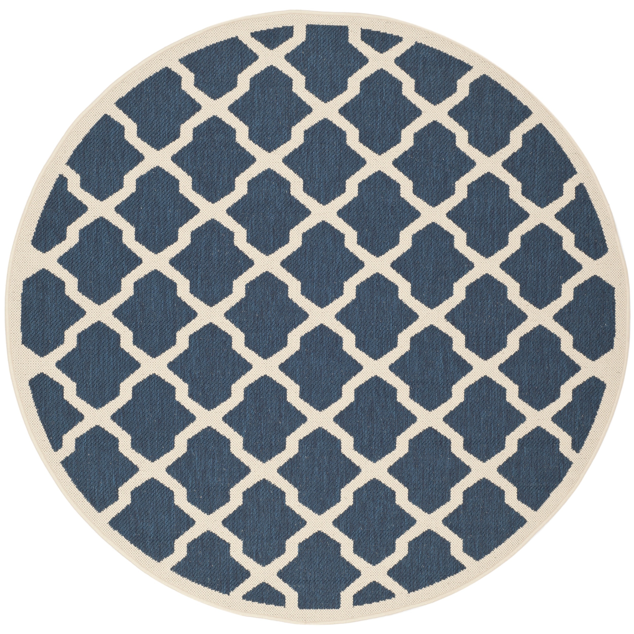 Safavieh Courtyard Navy/beige Indoo/outdoor Crisscross patterned Rug (67 Round)