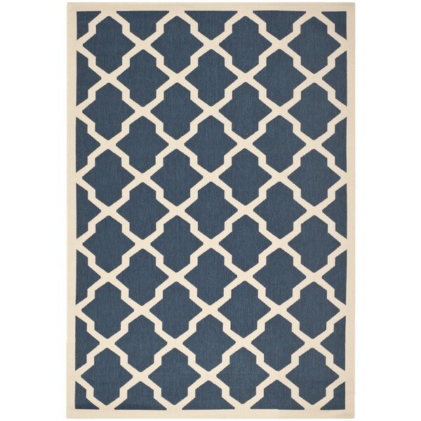 Safavieh Courtyard Moroccan Trellis Navy/ Beige Indoor/ Outdoor Rug - 8' x 11'