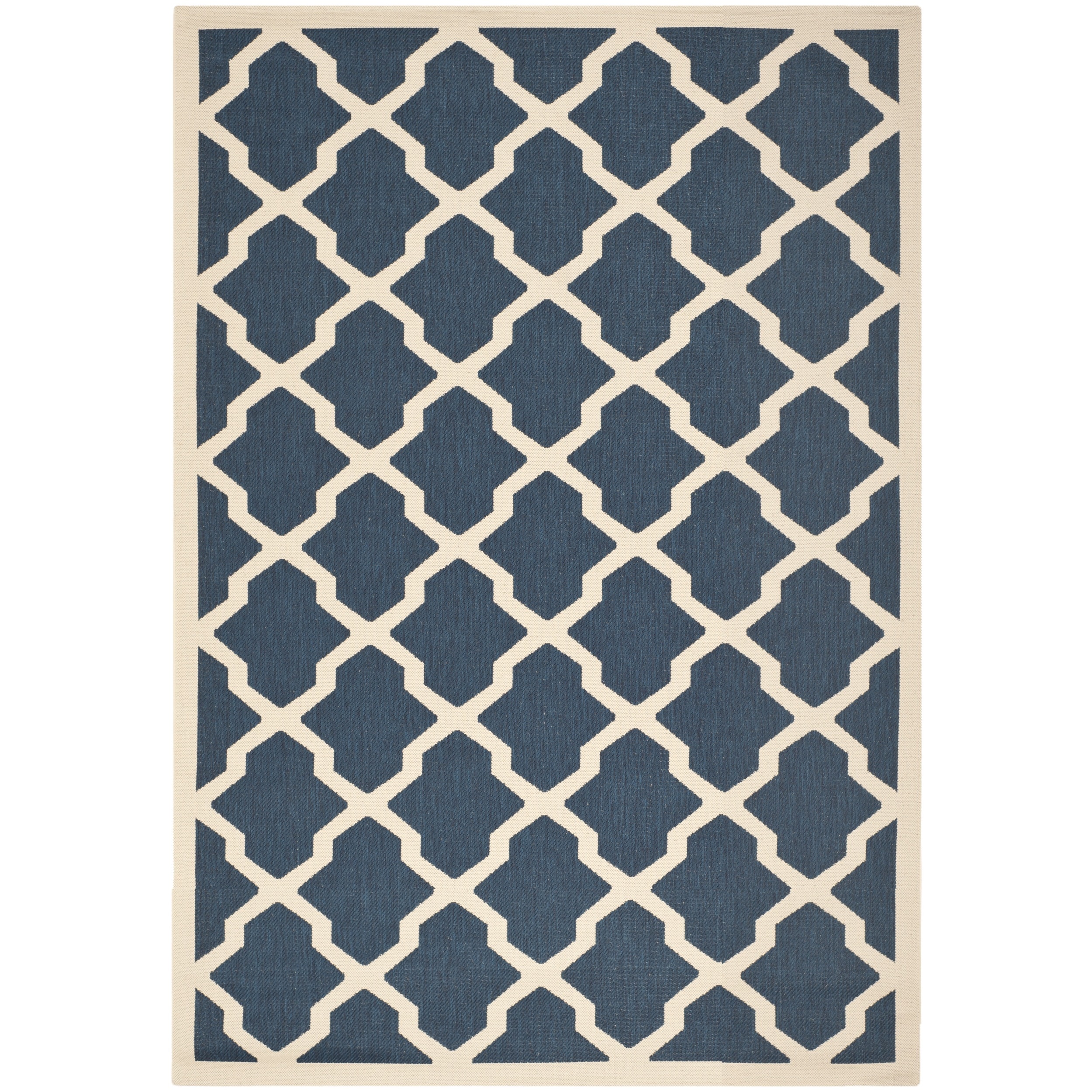 Geometric Safavieh Indoor/outdoor Courtyard Navy/beige Rug (53 X 77)