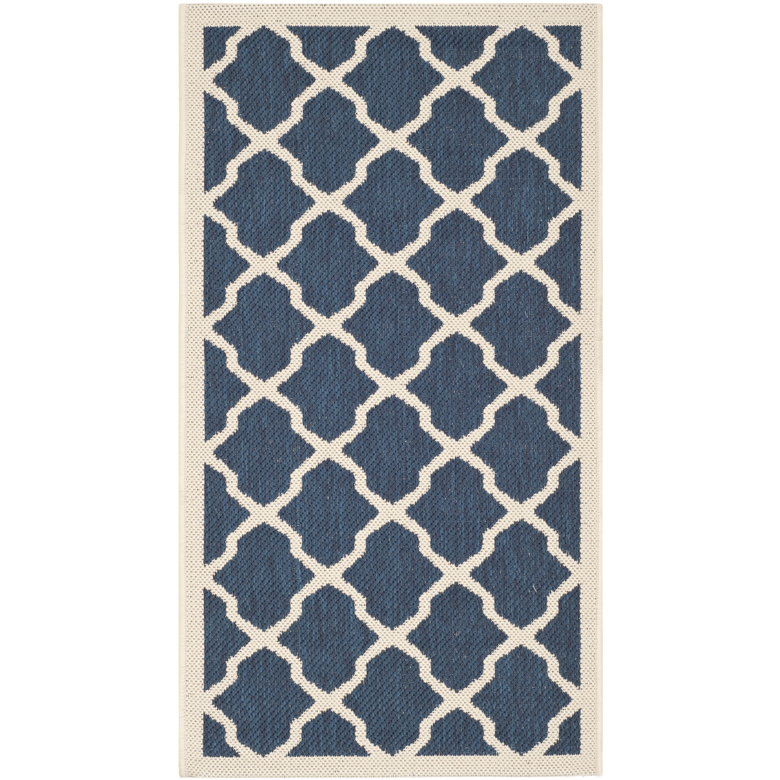 Safavieh Modern Indoor/outdoor Courtyard Navy/beige Rug (27 X 5)