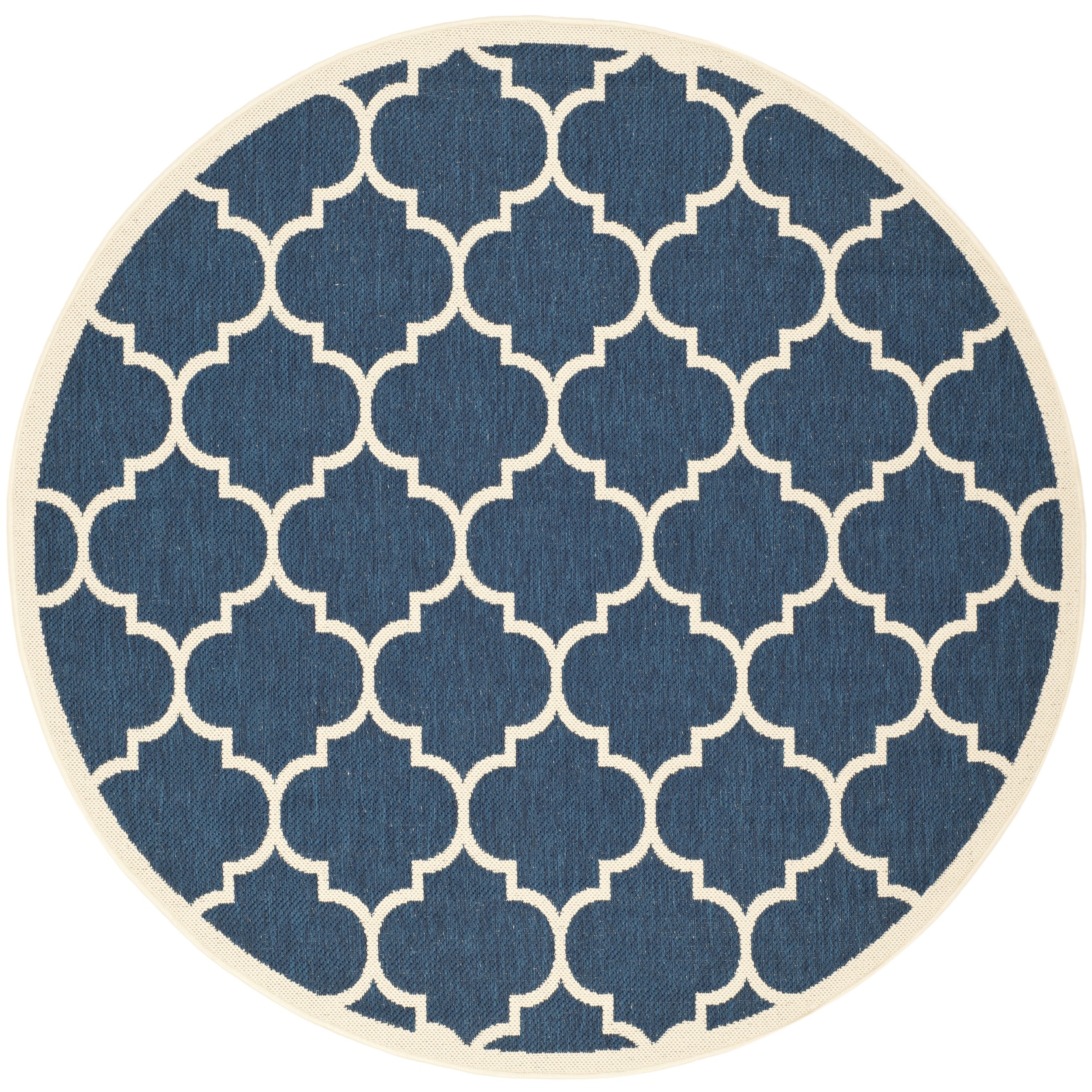 Soft Safavieh Indoor/outdoor Courtyard Navy/beige Rug (53 Round)