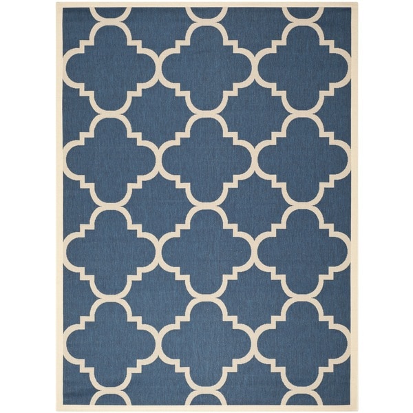 Safavieh Courtyard Quatrefoil Black/ Beige Indoor/ Outdoor Rug ...