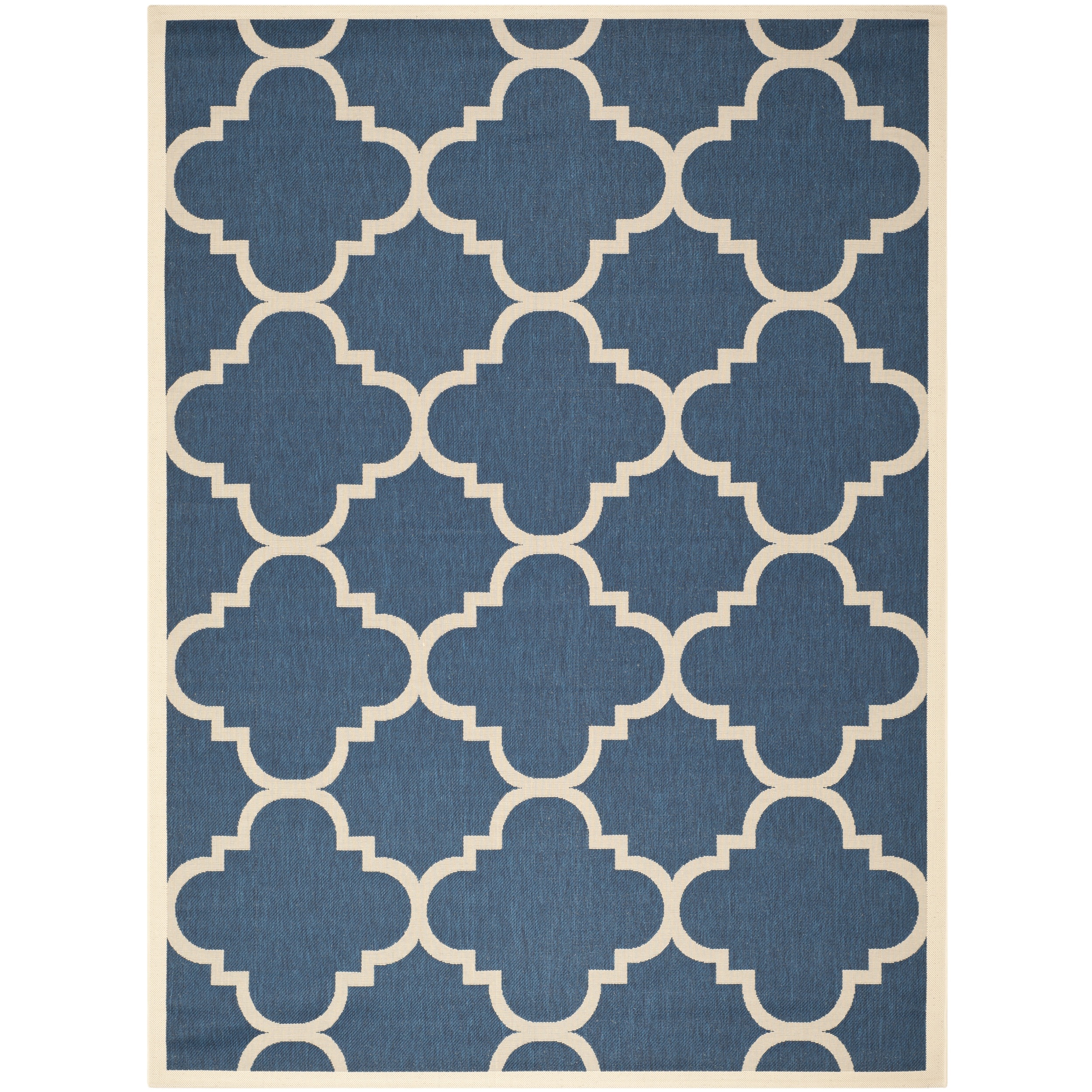 Safavieh Indoor/outdoor Courtyard Navy/beige Polypropylene Area Rug (53 X 77)