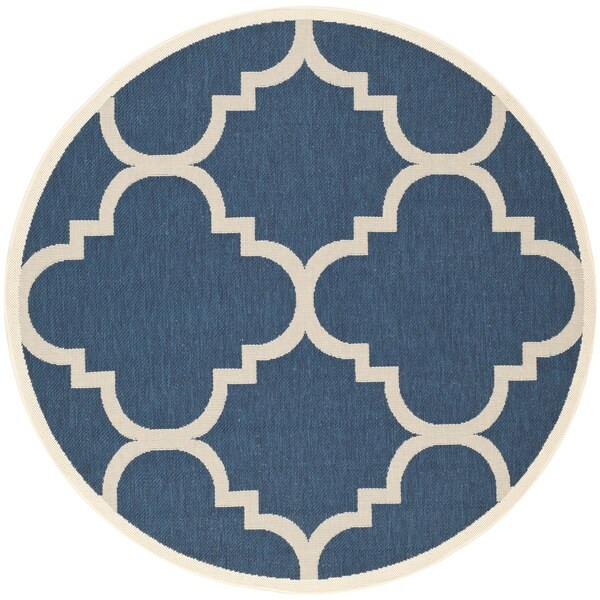 Shop Safavieh Courtyard Quatrefoil Navy/ Beige Indoor/ Outdoor Rug 6