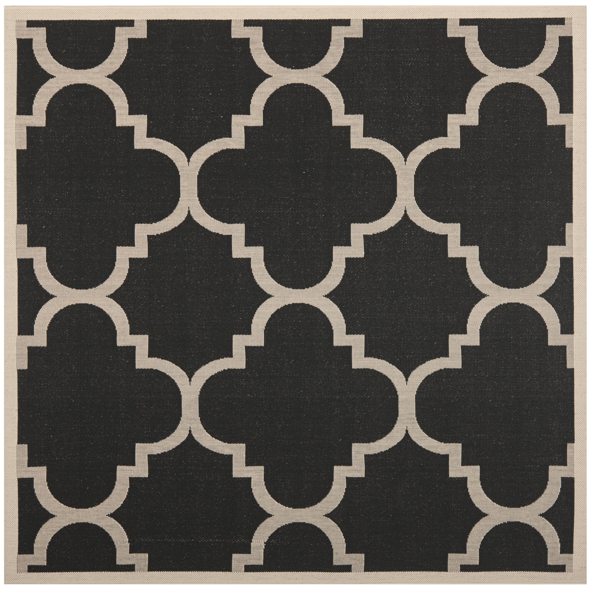 Safavieh Indoor/ Outdoor Courtyard Trellis pattern Black/ Beige Rug (710 Square)