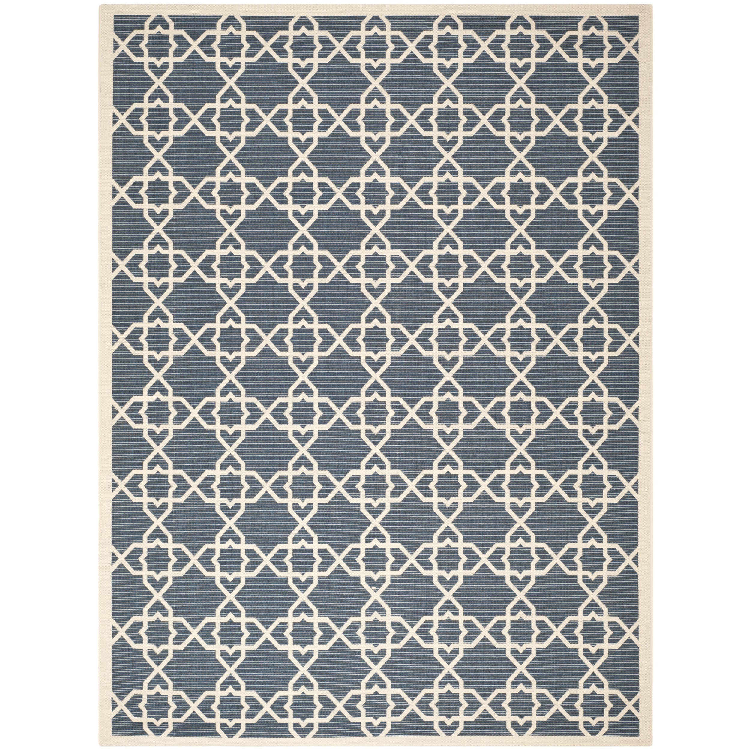 Safavieh Geometric Indoor/outdoor Courtyard Navy/beige Area Rug (9 X 12)