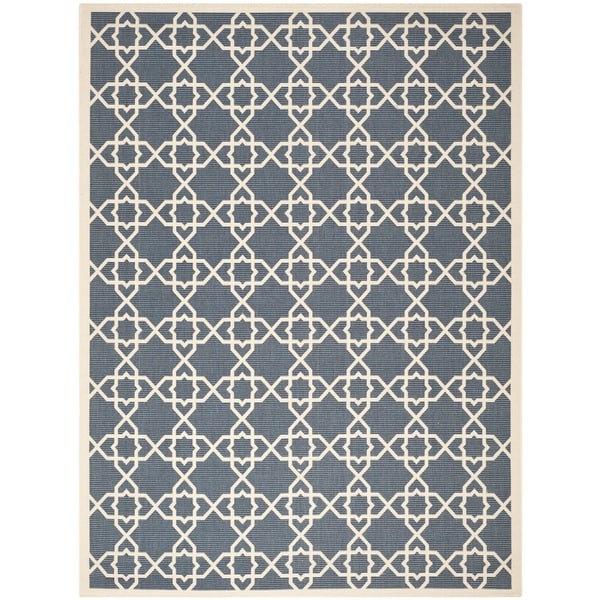 Shop Safavieh Courtyard Geometric Trellis Navy/ Beige Indoor/ Outdoor