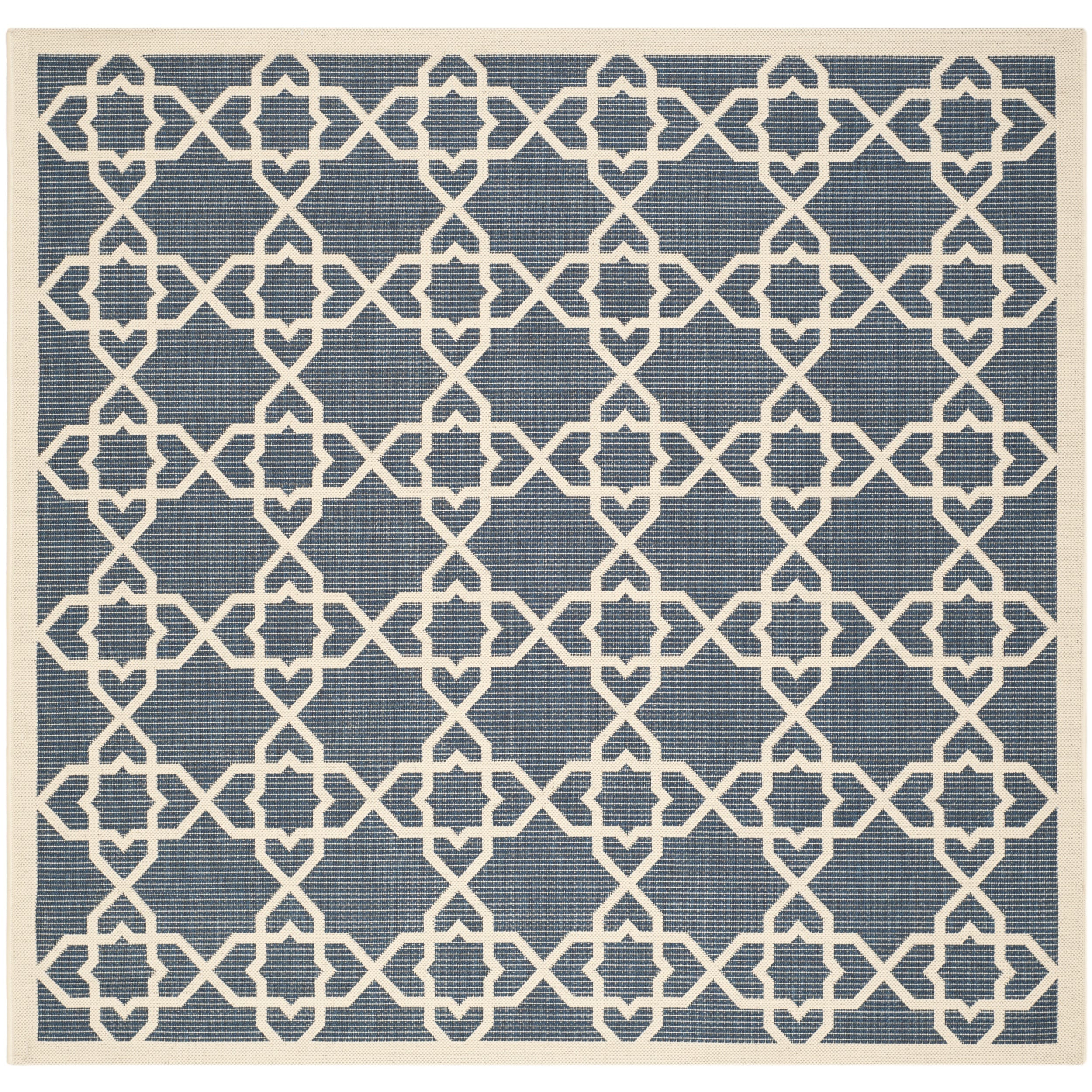 Safavieh Polypropylene Indoor/outdoor Courtyard Navy/beige Rug (67 Square)