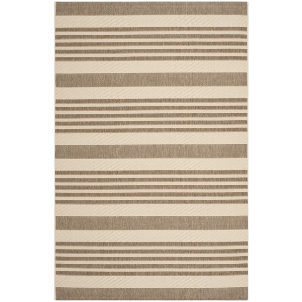 Safavieh Courtyard Stripe Brown/ Bone Indoor/ Outdoor Rug - 8' x 11'
