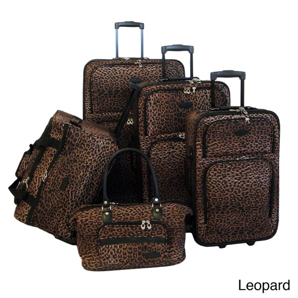 leopard print luggage set