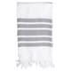 preview thumbnail 2 of 10, Authentic Pestemal Fouta Gray and White Bold Stripe Turkish Cotton Bath/ Beach Towel