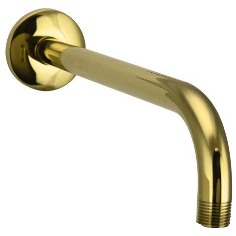American Standard Polished Brass 12-inch Right Angle Shower Arm and Flange - Gold