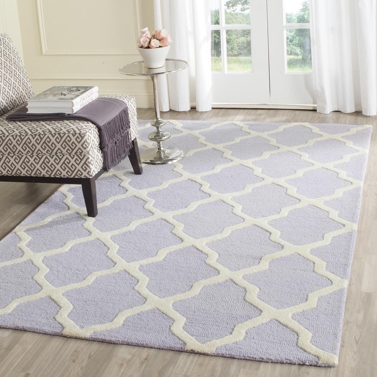 Safavieh Handmade Moroccan Cambridge Lavender/ Ivory Wool Rug (10 X 14)