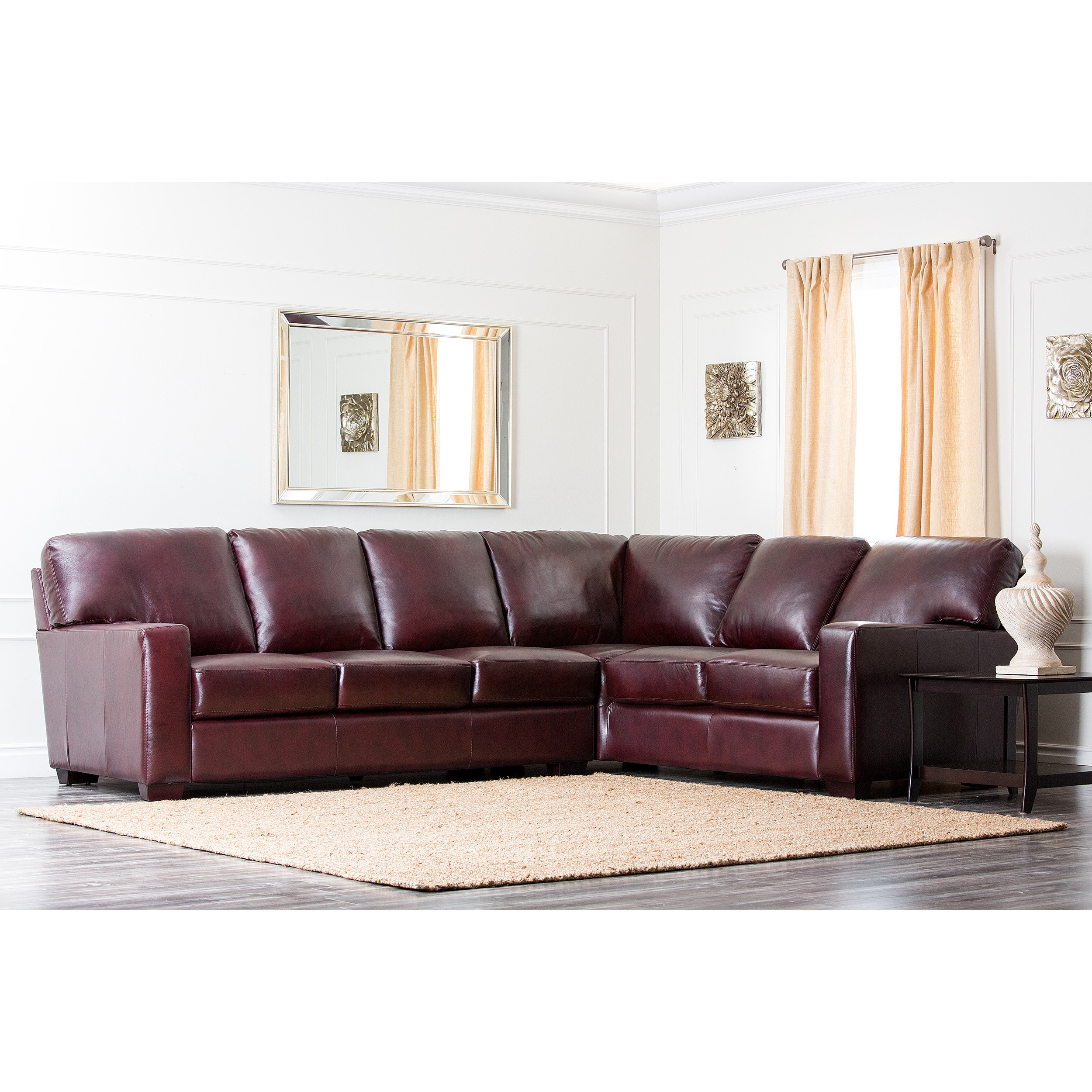 Abbyson Living Havana Premium Hand Rubbed Leather Sectional Sofa