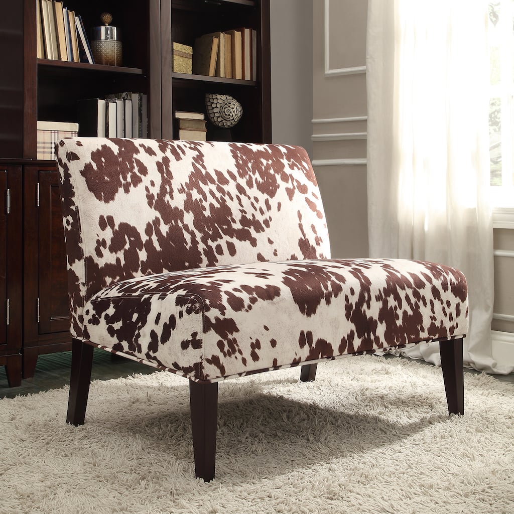 Wicker Park Brown Faux Cow Hide Fabric 2-seater Accent Loveseat by iNSPIRE Q Bold