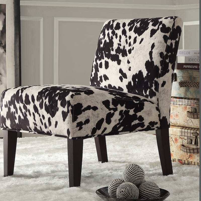 Black and White Faux Cow Hide Fabric Accent Chair by iNSPIRE Q Bold