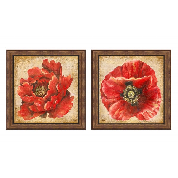 Shop Patricia Pinto 'Red Peony on Gold & Red Poppy on Gold' Framed Art ...