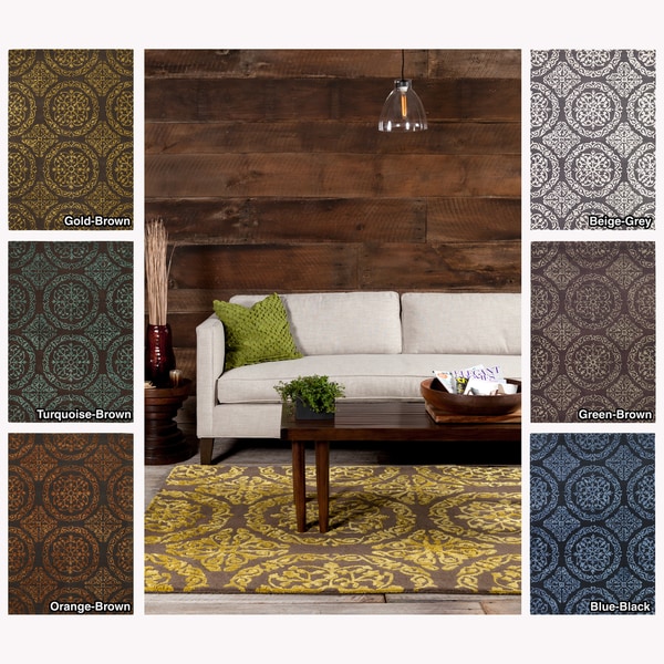 Artist's Loom Hand-tufted Contemporary Geometric Wool Rug (5'x7'6) - 5' x 7'6