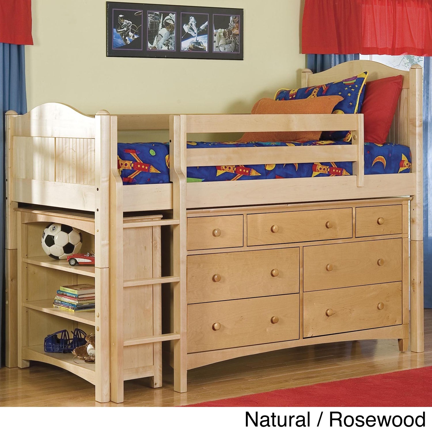 Bennington Low loft Twin Bed / Essex 7 drawer Dresser / 1 Low loft Bookcase