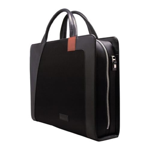 Aaron Irvin Single Zip Microfiber Brief Black Aaron Irvin Fabric Briefcases