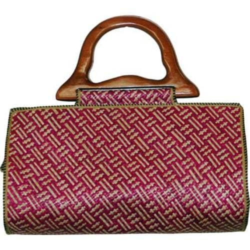 Womens Pandanus Satchel Wave Pink