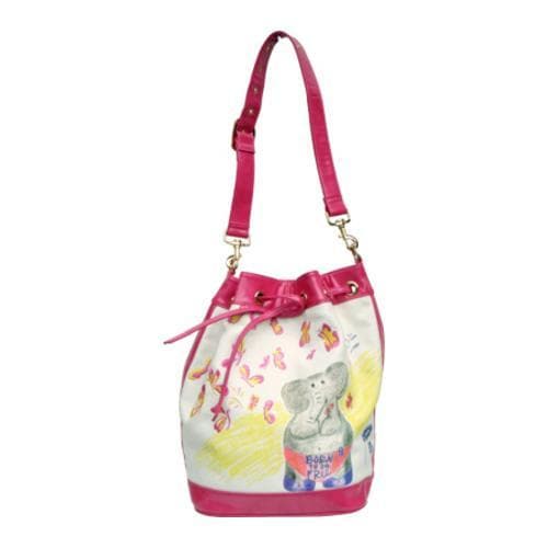 Women's Blackat Elephant & Embroidered Butterflies Drawstring Pink Blackat Shoulder Bags